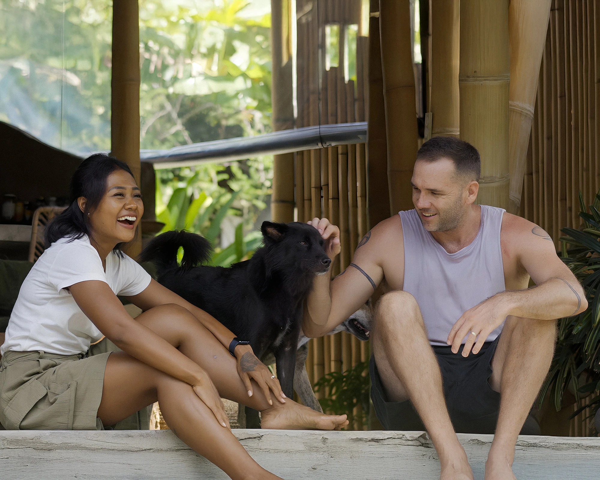 Co-founders of Nusantara Lifestyle at their bamboo home in Ubud, Bali.
