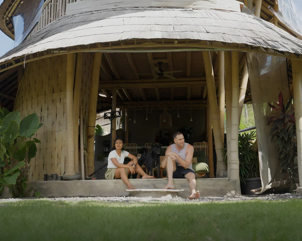 Nusantara Lifestyle co-founders at their home in Ubud — an eco-friendly space made of bamboo.
