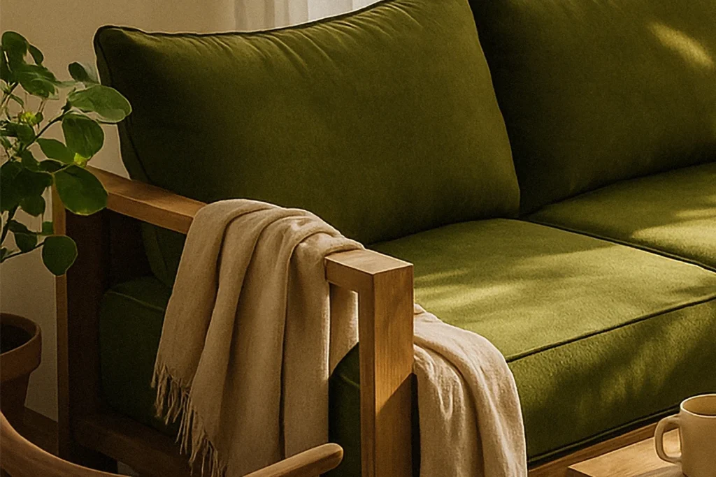 Minimalist tropical living room featuring reclaimed teak furniture from Nusantara Lifestyle.