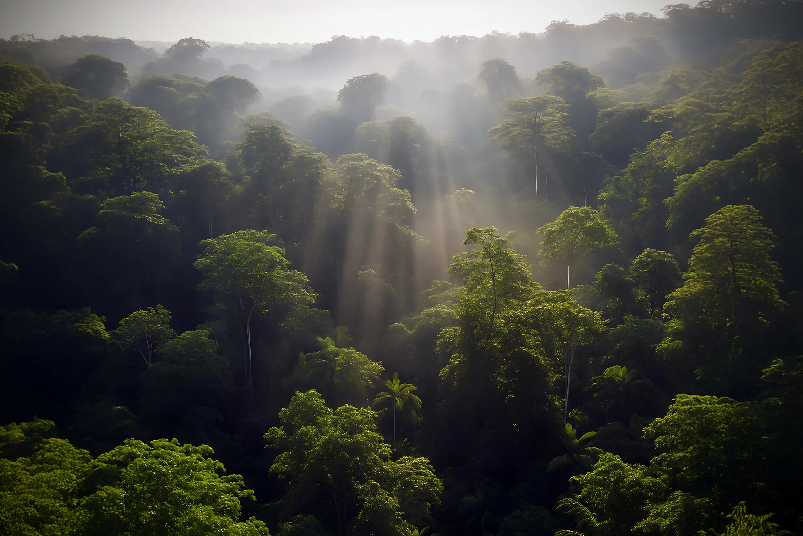aerial-view-of-lush-indonesian-rainforest-canopy Dense Indonesian rainforest filled with biodiversity at risk from deforestation