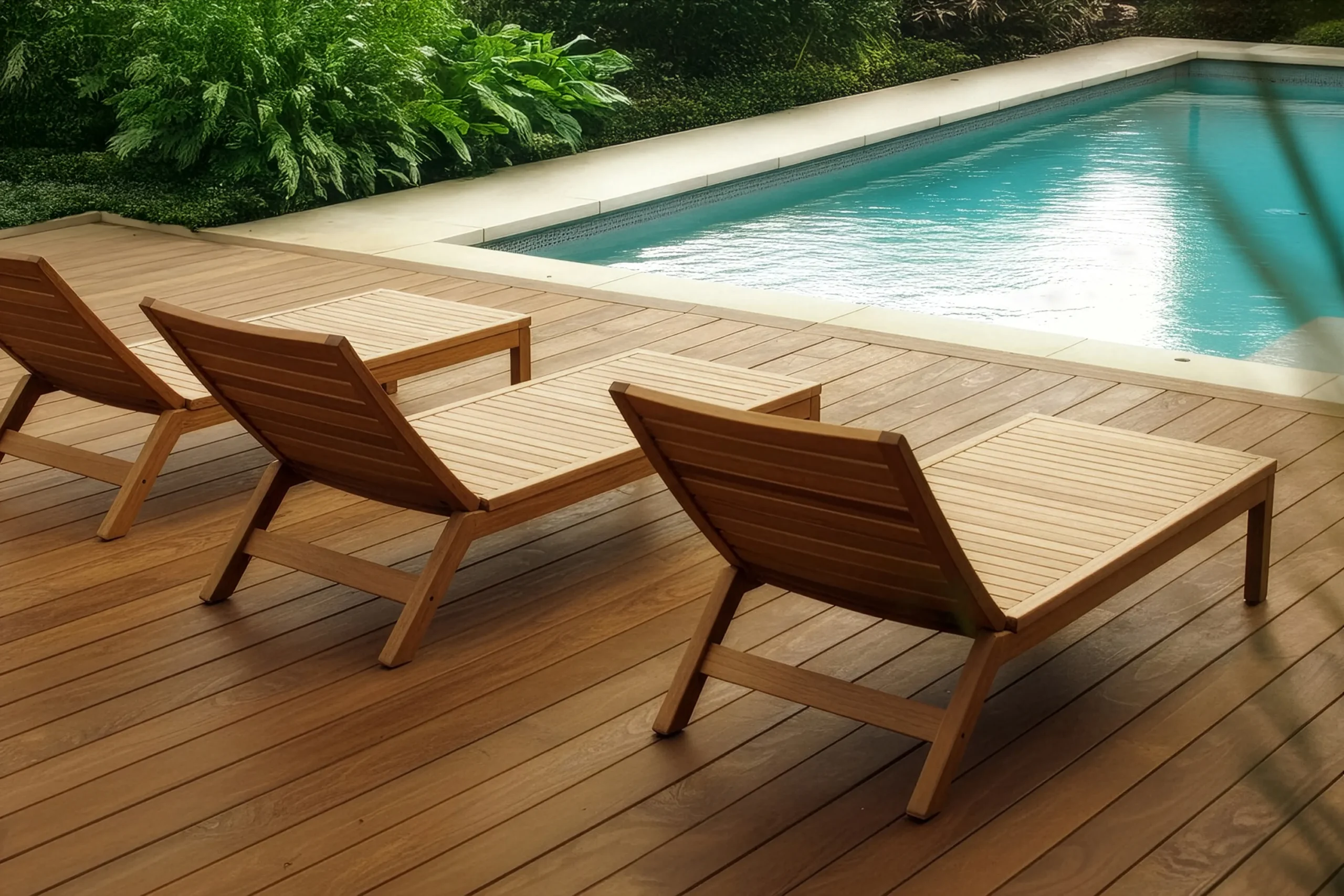 Reclaimed teak decking from Nusantara Lifestyle ensures your villa or resort pool deck really lasts