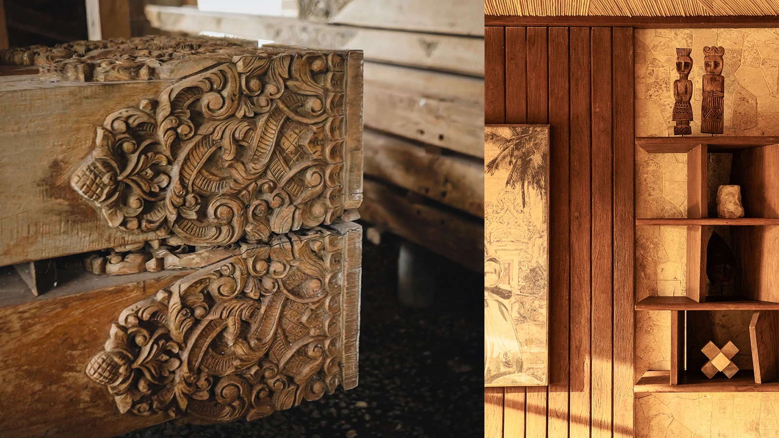 Reclaimed teak recovered from an existing Indonesian structure and prepared for reuse in furniture and interiors.