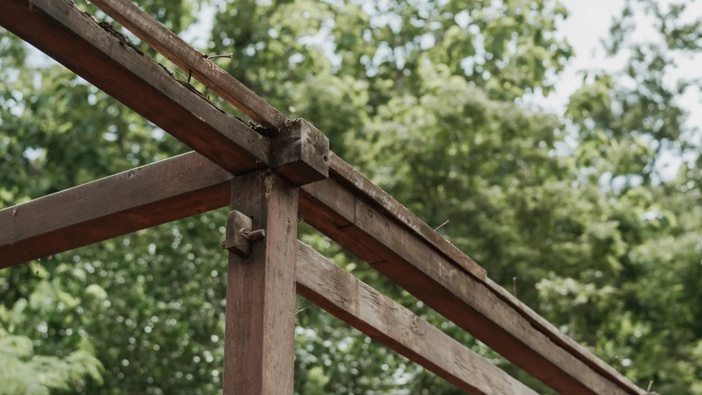 Old wood structure showing the origin of reclaimed timber materials